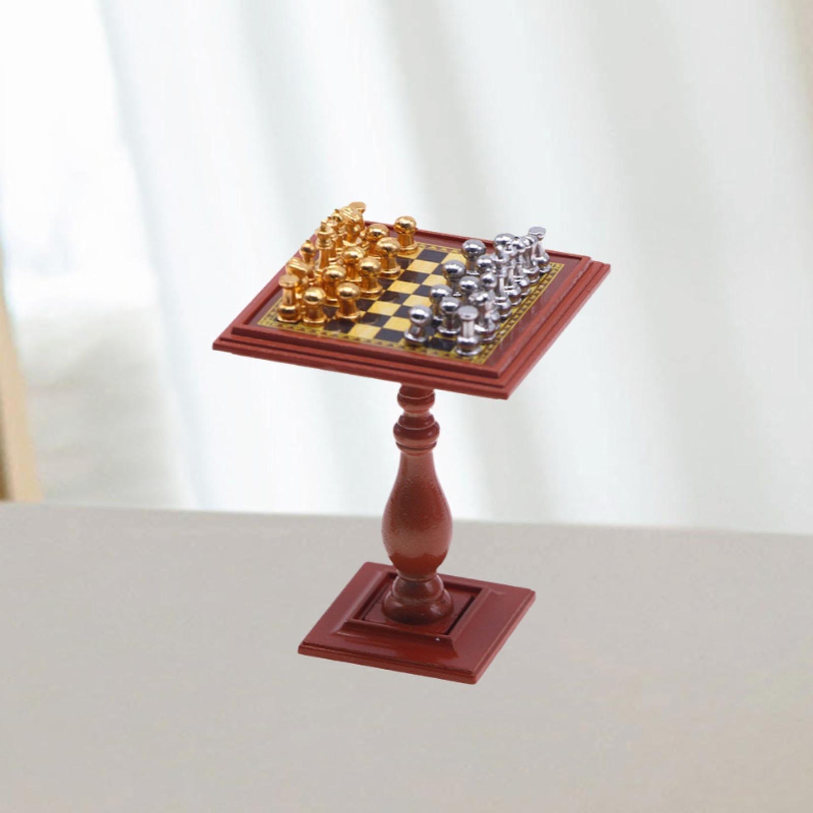 Chess Set Wooden - Poppenhuis Miniatuur Internationaal Schaakspel Houten Mini