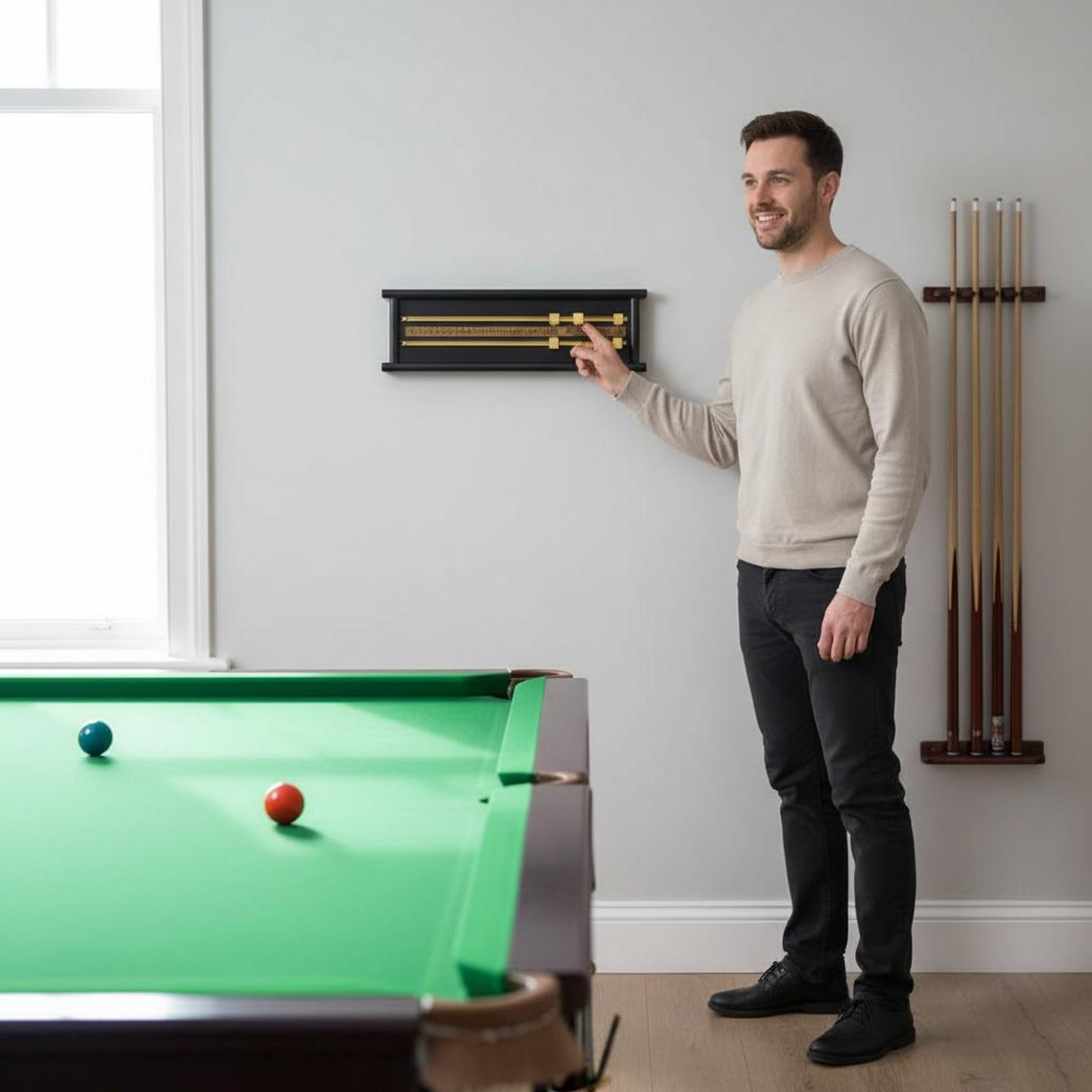 Board Game Room - Houten Snooker Scorebord Dubbele Rail 2-Track