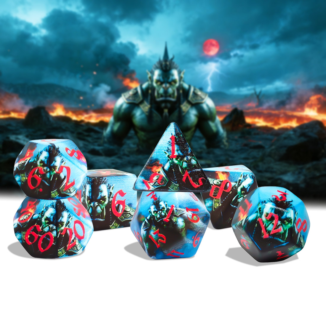 Board Game Dnd - Orc Warrior Polyhedral 7-delige dobbelstenenset –