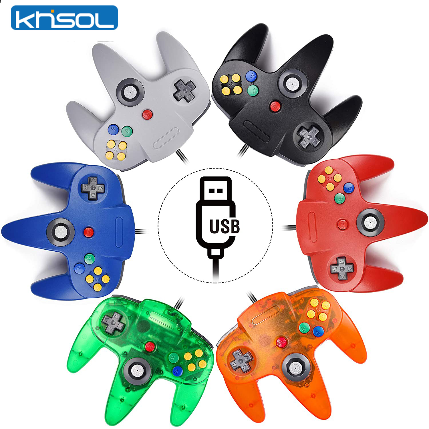 Board Game Steam - N64-controller Klassieke USB-bekabelde afstandsbediening Gamepad Gaming-joystick