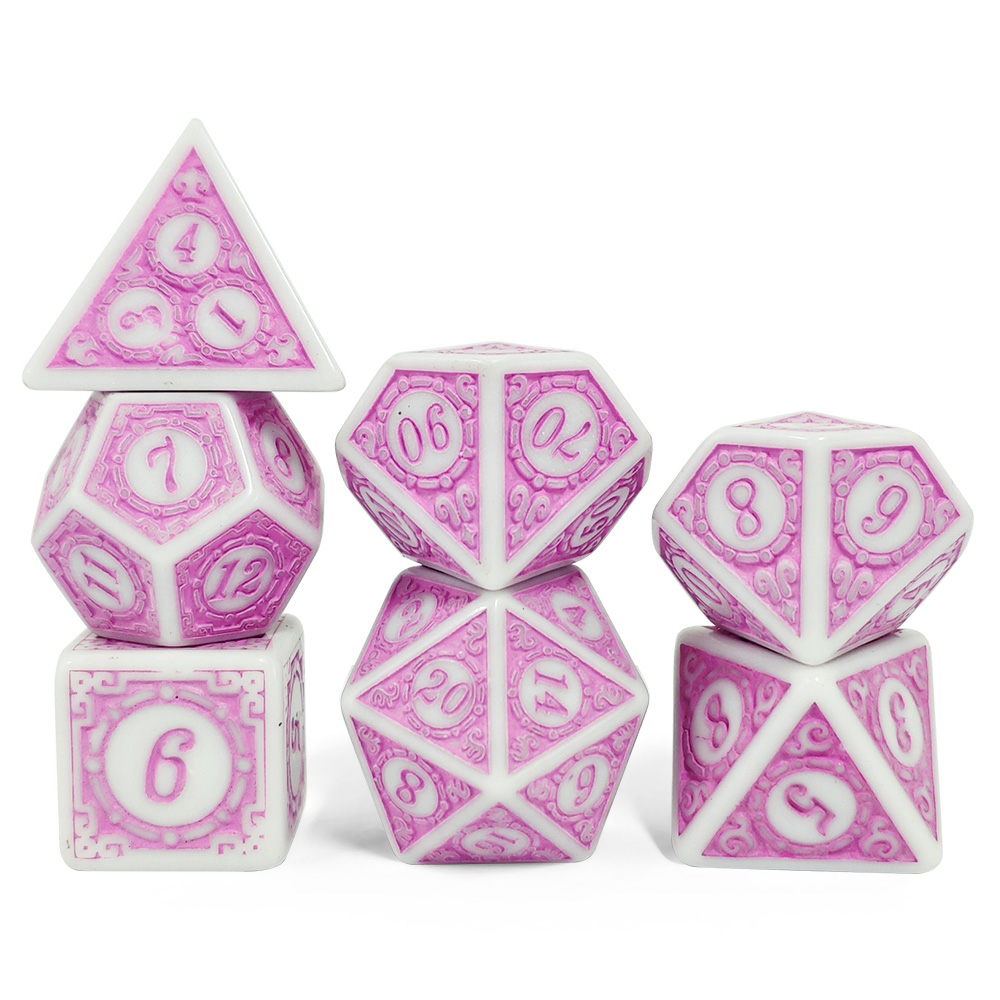 7 Stuks Wit Roze Acryl Polyhed - Board Game Dnd recensie en prijs